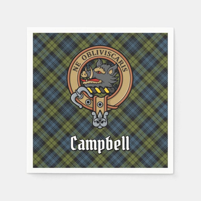 Campbell Crest over Tartan Napkin (Front)