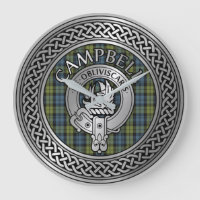 Campbell Crest & Tartan Knot Large Clock