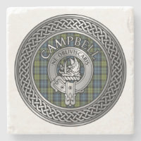 Campbell Crest & Tartan Knot Stone Coaster