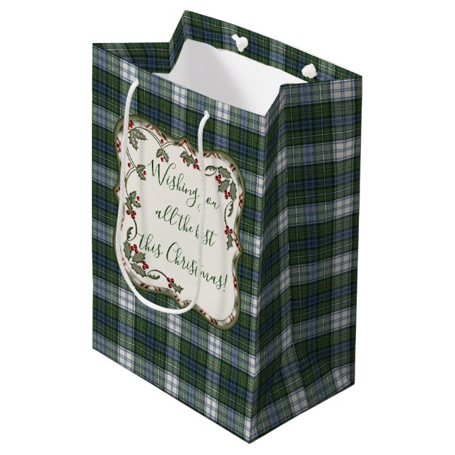 Campbell Dress Ancient Original Scottish Tartan Medium Gift Bag (Front Angled)