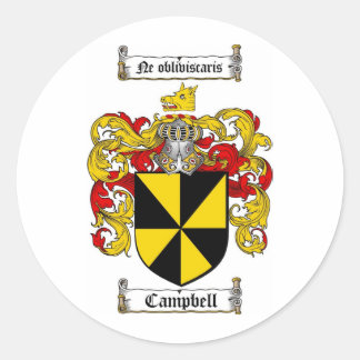 CAMPBELL FAMILY CREST -  CAMPBELL COAT OF ARMS CLASSIC ROUND STICKER