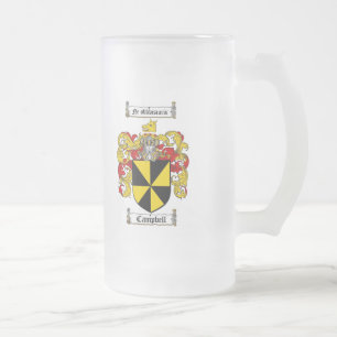 CAMPBELL FAMILY CREST - CAMPBELL COAT OF ARMS FROSTED GLASS BEER MUG