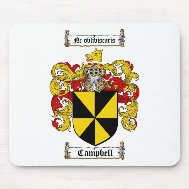 CAMPBELL FAMILY CREST -  CAMPBELL COAT OF ARMS MOUSE MAT (Front)