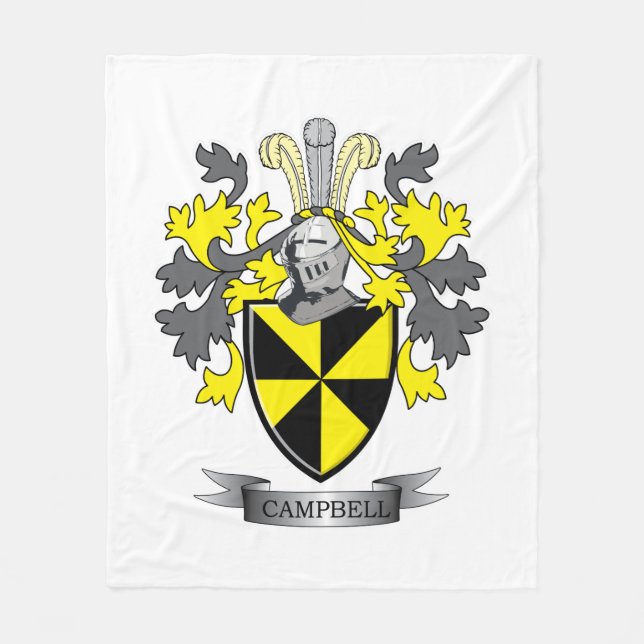 Campbell Family Crest Coat of Arms Fleece Blanket (Front)