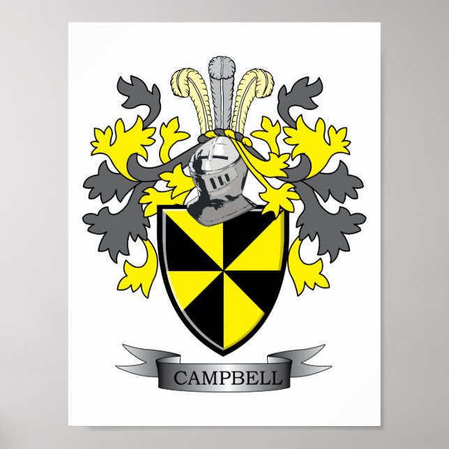 Campbell Family Crest Coat of Arms Poster (Front)