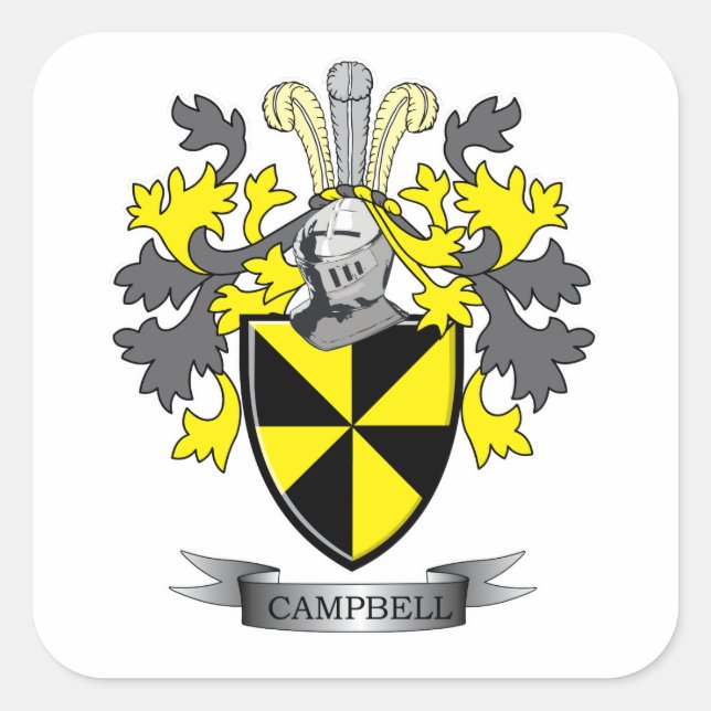 Campbell Family Crest Coat of Arms Square Sticker (Front)