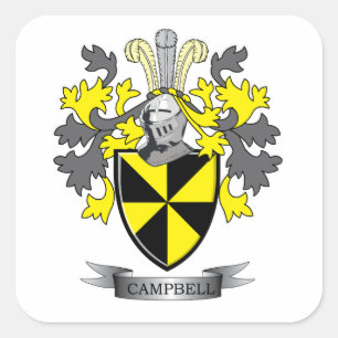Campbell Family Crest Coat of Arms Square Sticker