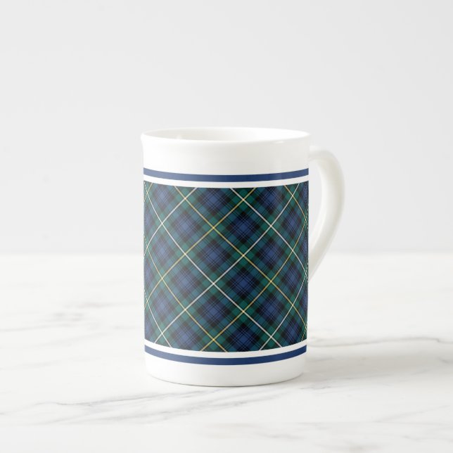 Campbell of Argyll Family Tartan Navy Blue Plaid Bone China Mug (Front Right)
