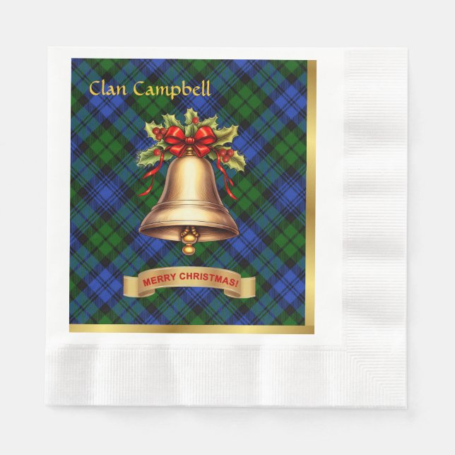 Campbell Personalised Tartan Christmas Napkin (Front)