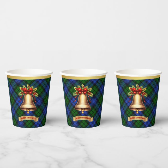 Campbell Personalised Tartan Christmas Paper Cups (Multi)