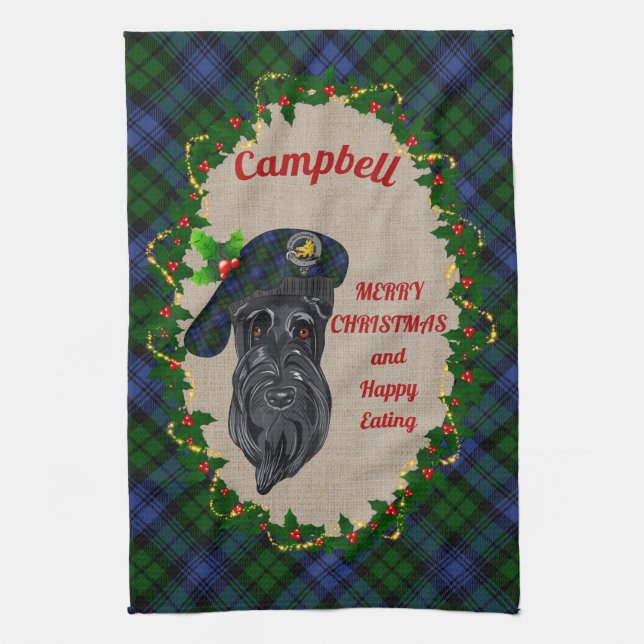 Campbell Scottie Dog Christmas Kitchen Towel (Vertical)