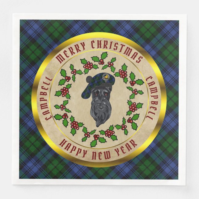 Campbell Scottie Dog Christmas Paper Dinner Napkin (Front)