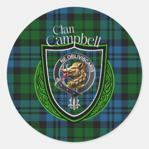 Campbell Scottish Clan Tartan & Crest Classic Round Sticker