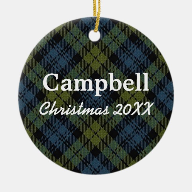 Campbell Scottish Tartan Ceramic Tree Decoration (Front)