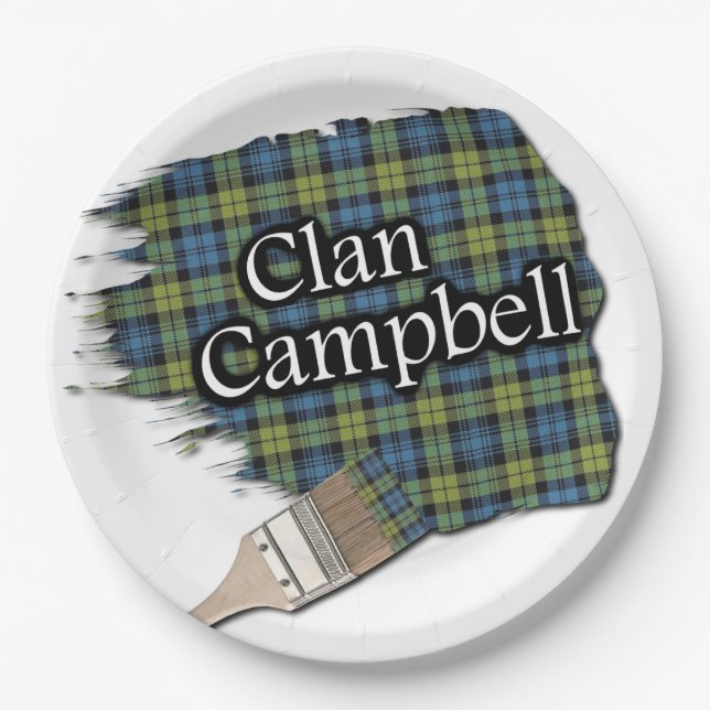 Campbell Scottish Tartan Paint Brush Paper Plate (Front)