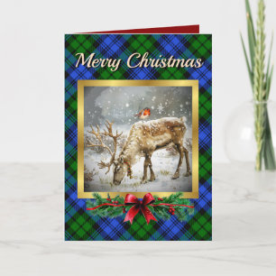 Campbell Stag & Robin Tartan Personalised  Holiday Card