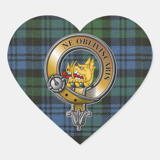Campbell Tartan & Badge Heart Sticker (Front)