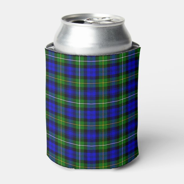 Campbell tartan blue green plaid can cooler (Can Front)