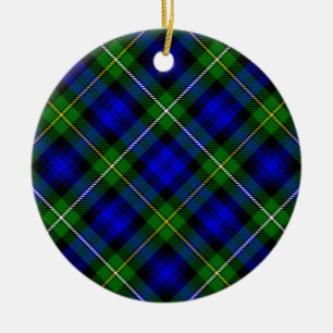 Campbell tartan blue green plaid ceramic tree decoration