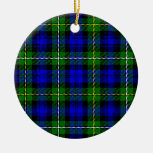 Campbell tartan blue green plaid ceramic tree decoration