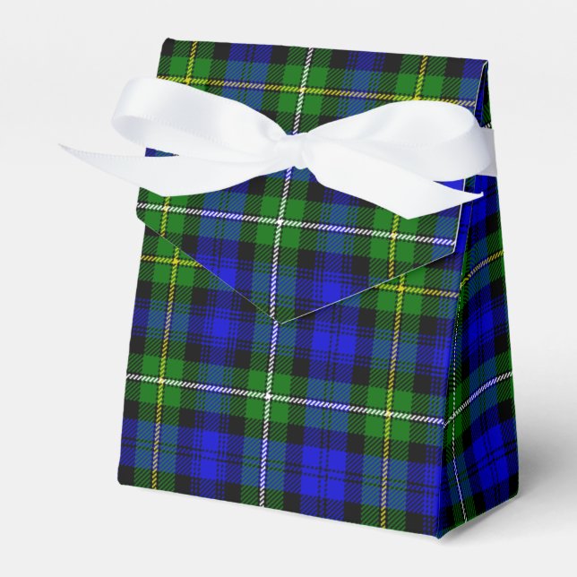 Campbell tartan blue green plaid favour box (Front Side)