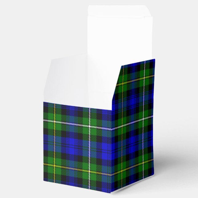 Campbell tartan blue green plaid favour box (Opened)
