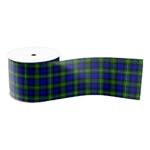 Campbell tartan blue green plaid grosgrain ribbon