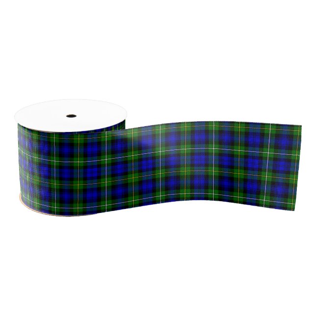 Campbell tartan blue green plaid grosgrain ribbon (Spool)