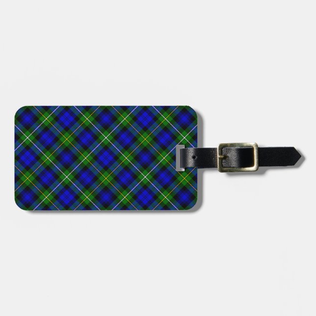 Campbell tartan blue green plaid luggage tag (Front Horizontal)