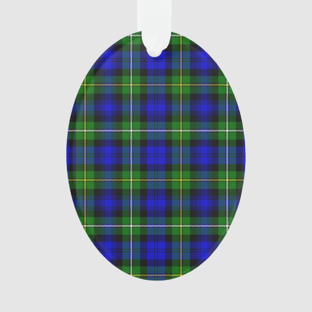 Campbell tartan blue green plaid ornament (Front)