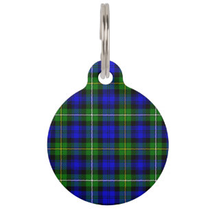 Campbell tartan blue green plaid pet tag