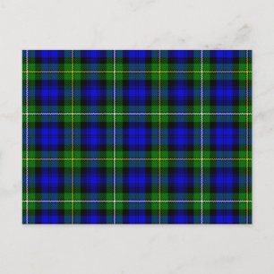 Campbell tartan blue green plaid postcard