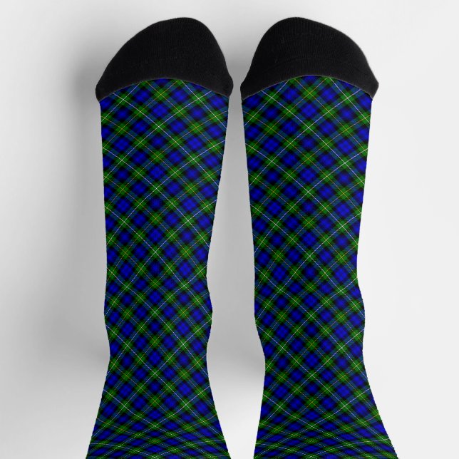 Campbell tartan blue green plaid socks (Top)