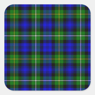 Campbell tartan blue green plaid square sticker
