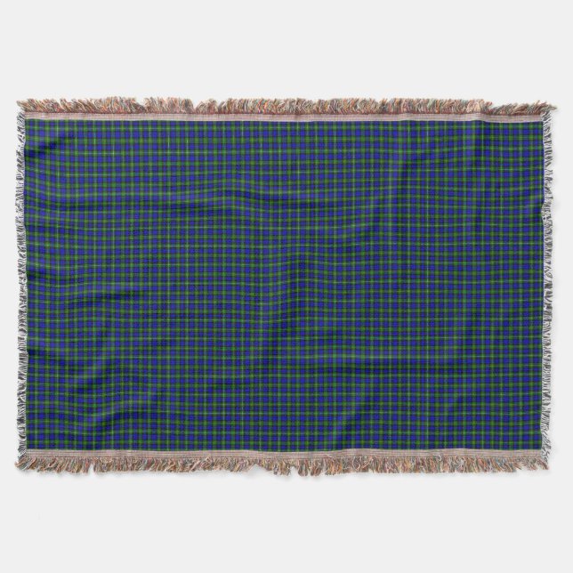 Campbell tartan blue green plaid throw blanket (Front)