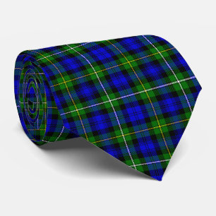 Campbell tartan blue green plaid tie