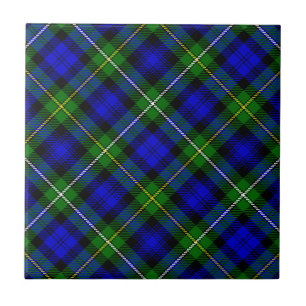 Campbell tartan blue green plaid tile