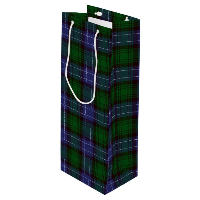 Campbell Tartan Green Plaid Wine Gift Bag (Front Angled)