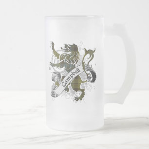 Campbell Tartan Lion Frosted Glass Beer Mug