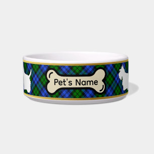 Campbell Tartan Scottie Dog Personalised Bowl