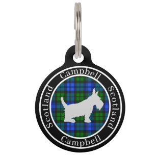 Campbell Tartan & Scottie Dog Personalised  Pet Tag
