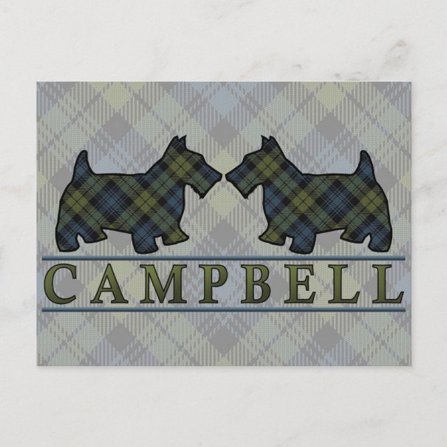 Campbell Tartan Scottie Dogs Postcard (Front)