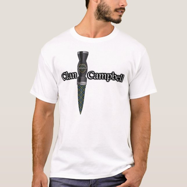 Campbell Tartan Scottish Sgian Dubh T-Shirt (Front)