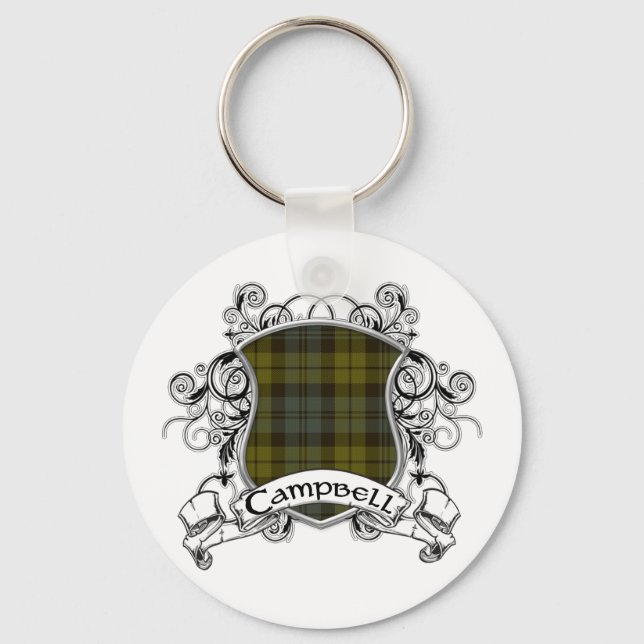Campbell Tartan Shield Key Ring (Front)