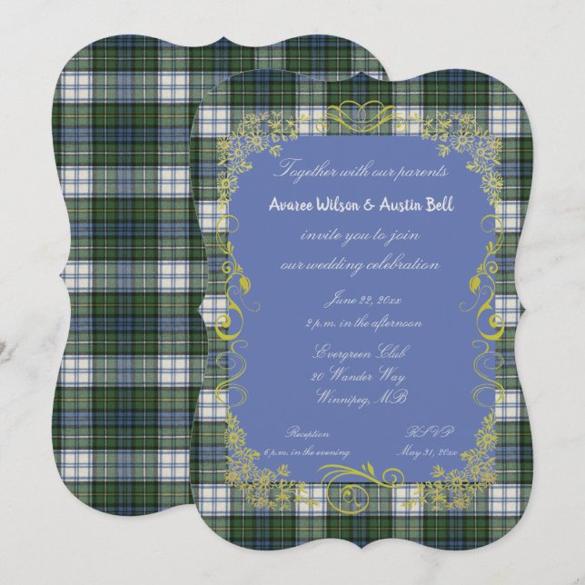 Campbell Tartan w/Gold Frame Invitation (Front/Back)
