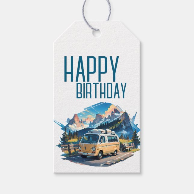 Camper Birthday  Gift Tags (Front)
