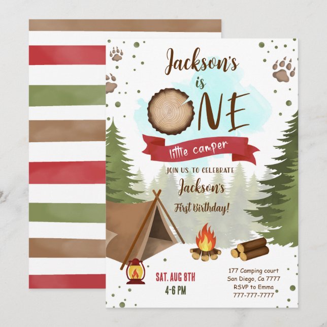 Camper Birthday Invitation (Front/Back)