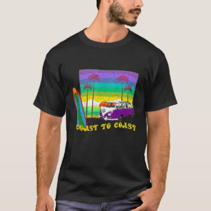 camper bus surfboard palm tree beach T-Shirt
