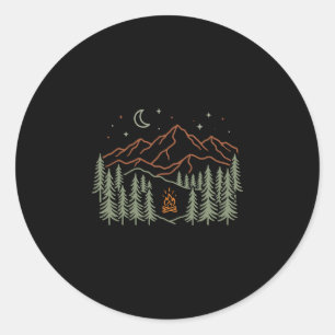 Camper campfire trees hiking camping performance  classic round sticker