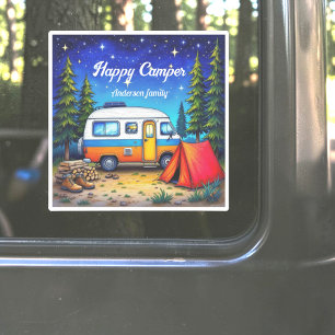 Camper Camping Blue Green Watercolor